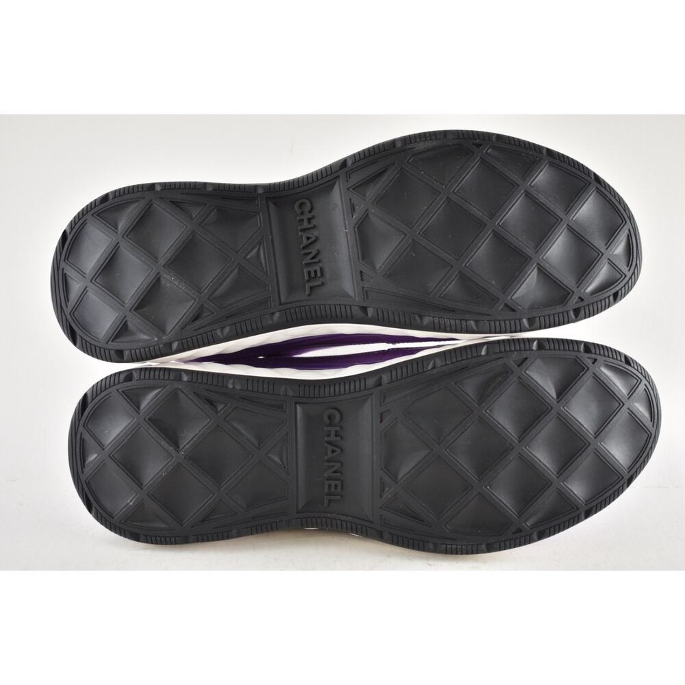 Chanel 20C Mens Purple Black White CC Logo Lace Up Low Top Trainer Sneaker 44 11 - Picture 13 of 13